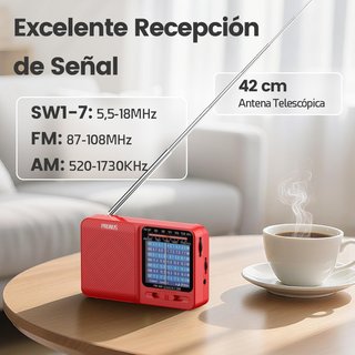 Radio Portátil PRUNUS J-711 AM/FM/SW Roja NUEVA
