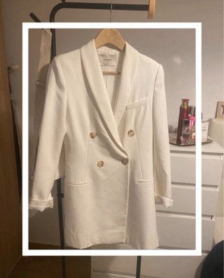 Blazer Zara Blanco Doble Botonadura