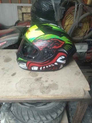Casco de moto con diseño de animal