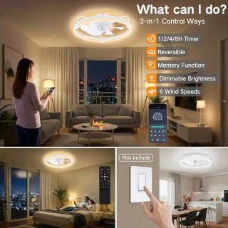Ventilador Techo LED 50cm Blanco