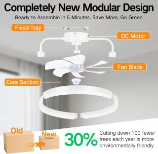 Ventilador Techo LED 50cm Blanco