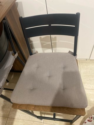 Mesa alta plegable madera/hierro + 2 sillas