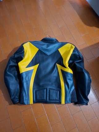 Chaqueta cuero Moto Negra y Amarilla Talla L