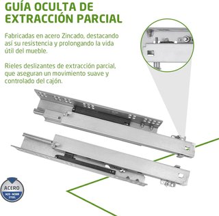 Amig - Juego de 2 guías Correderas Mod.40 de Acero Zincado para Cajones de Muebles