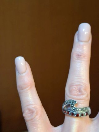 Anello Argento 925 Granati e Marcasiti