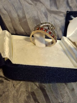 Anello Argento 925 Granati e Marcasiti
