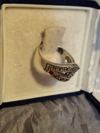 Anello Argento 925 Granati e Marcasiti