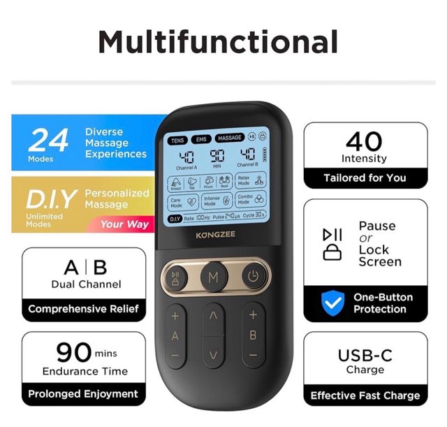 Estimulador Elétrico KONGZEE 4 em 1 TENS EMS
