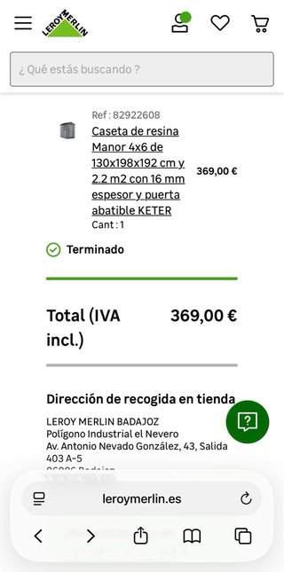 Caseta de resina 2,2m cuadrados