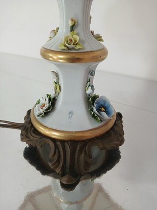 Lampada Capodimonte Vintage Abat Jour Porcellana