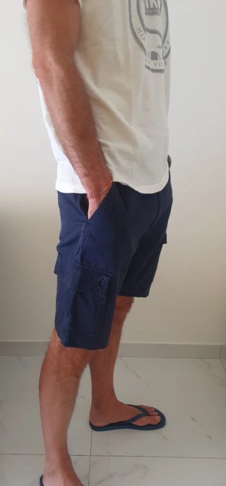 Shorts/pantaloncini cargo uomo blu con tasche