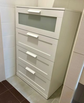 Cajonera Ikea Brimnes baño, cristal Blanco
