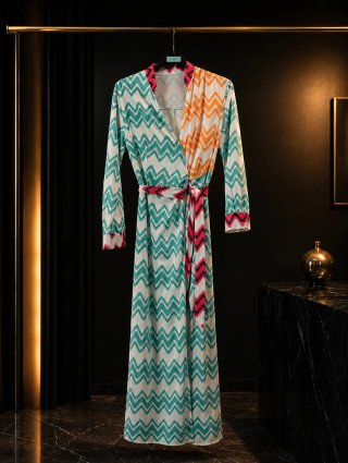 Vestido largo Shein estampado zig-zag