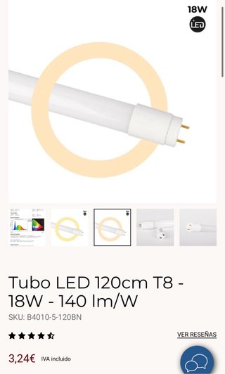 50 Tubos LED 120cm T8 18W