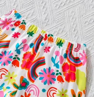 Conjunto infantil arcoíris y flores