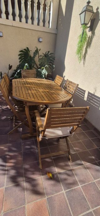 Conjunto Mesa y Sillas Comedor Exterior Madera