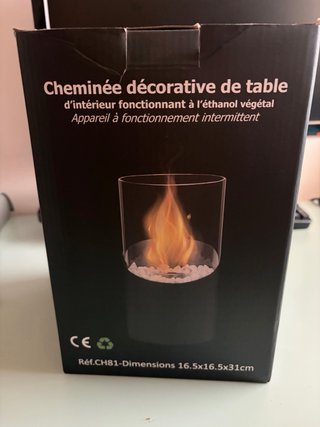 Chimenea Decorativa Mesa Cristal y Metal