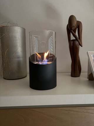 Chimenea Decorativa Mesa Cristal y Metal