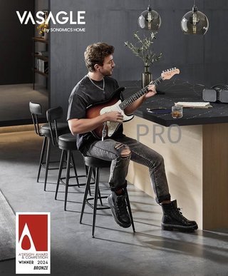 Set di 2 sgabelli da bar VASAGLE EKHO, sedie girevoli con schienale, in similpelle con cuciture, stile moderno, altezza 65 cm, per cucina, nero