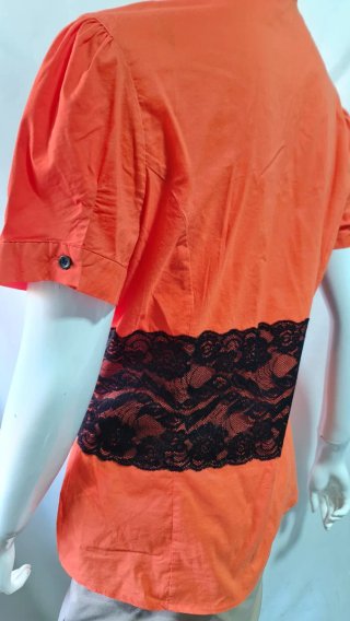 Camisa Sabrá Naranja con Encaje Negro