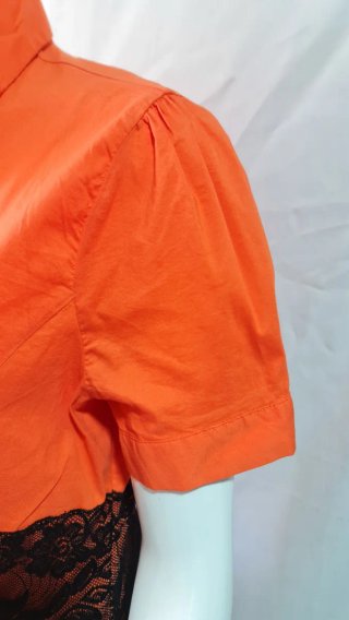 Camisa Sabrá Naranja con Encaje Negro