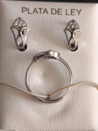 Conjunto Comunión Plata con Circonitas