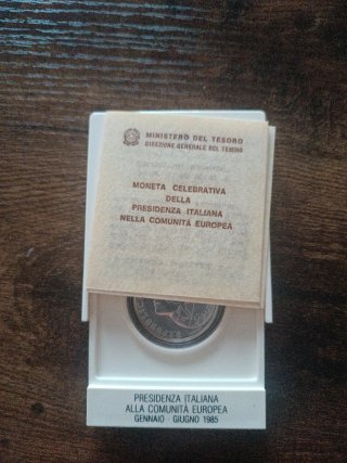 Moneta Argento Presidenza Italiana CEE 1985 500 li