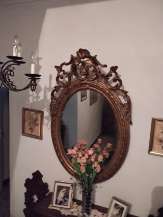 Espejo Antiguo Decorativo Grande Dorado