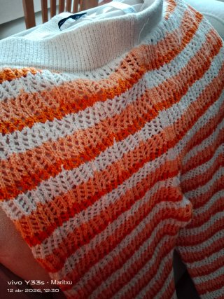 Pantalón crochet rayas naranja y blanco