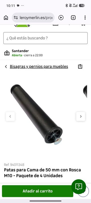 Patas Cama 50mm Rosca M10 (4 uds)