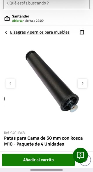 Patas Cama 50mm Rosca M10 (4 uds)
