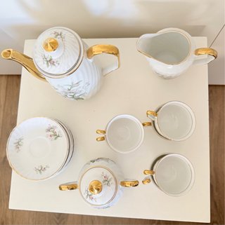 Vajilla de café Vintage Royal Sealy - Porcelana y