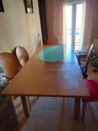 Tavolo da pranzo in cristallo verde turchese (SOLO IL TAVOLO)