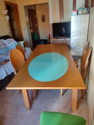 Tavolo da pranzo in cristallo verde turchese (SOLO IL TAVOLO)