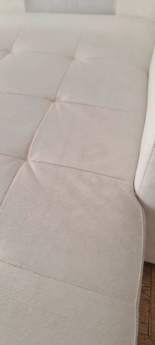Sofá Cama Chaise Longue Piel Sintética Blanco