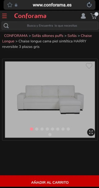 Sofá Cama Chaise Longue Piel Sintética Blanco