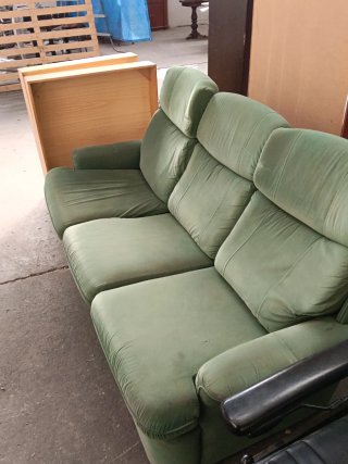 Sofá 3 plazas tela verde