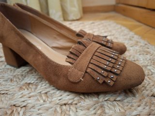 Zapatos tacón piel camel T41