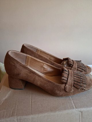 Zapatos tacón piel camel T41