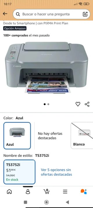 Impresora Canon TS3752i Azul/Blanca