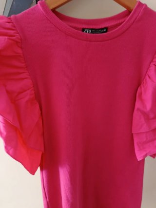 Body Zara Fucsia Manga Volante Talla L