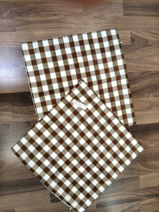 2 Fundas Cojín Cuadros Marrón y Blanco 45x45