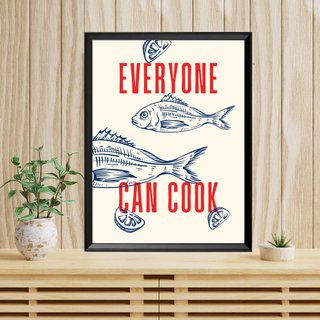 Quadro cucina con poster Pesci - cornice 40x30cm