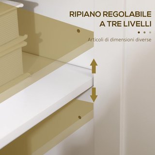 Credenza da Cucina con 3 Ante, Mobile Moderno con Ripiano Regolabile, Credenza Buffet per Soggiorno, Sala da Pranzo e Salone, 120X40X70 Cm, Bianco e Color Legno