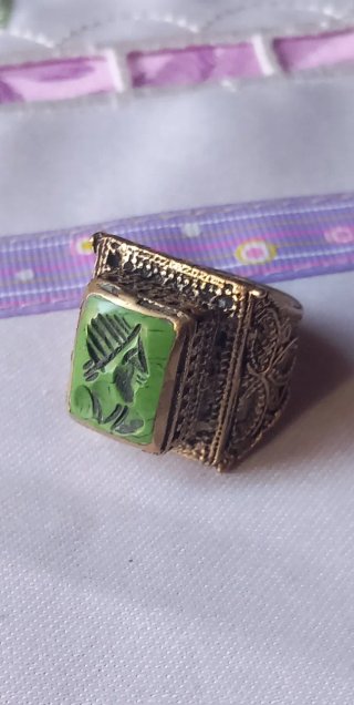 Anello sigillo afghano vintage misura 17,5