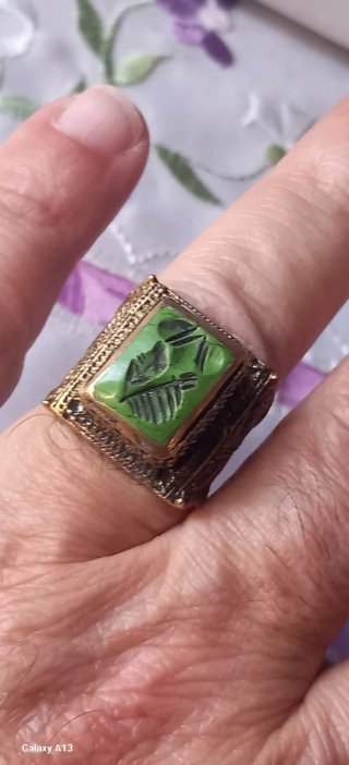 Anello sigillo afghano vintage misura 17,5