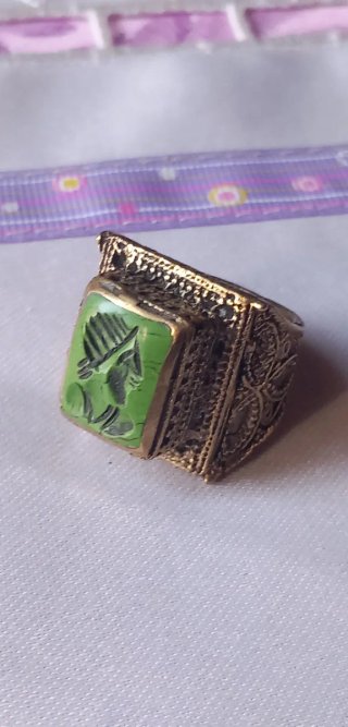 Anello sigillo afghano vintage misura 17,5