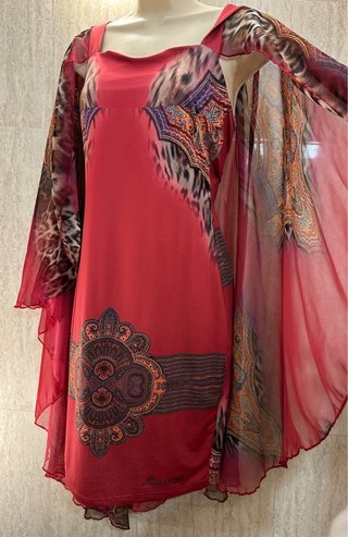 Abito Etnico/Boho con Mantella Integrata Taglia M