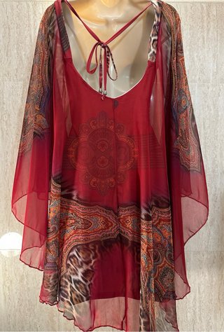 Abito Etnico/Boho con Mantella Integrata Taglia M