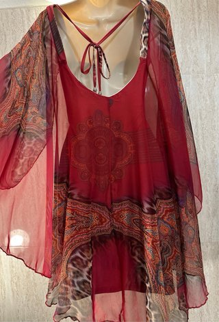 Abito Etnico/Boho con Mantella Integrata Taglia M